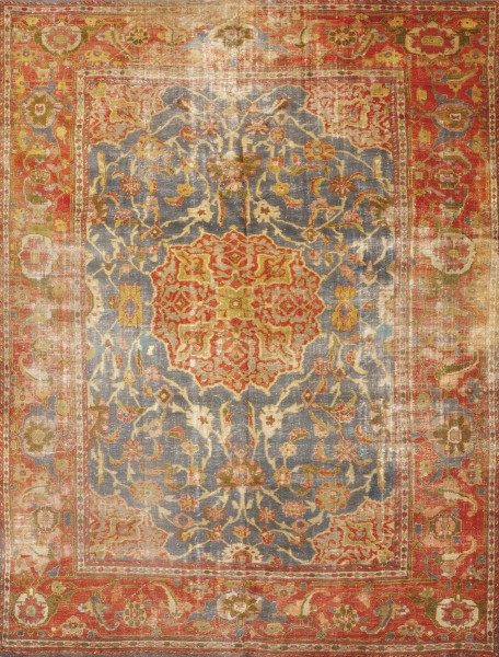 Sultanabad Rug with Red and Blue Background