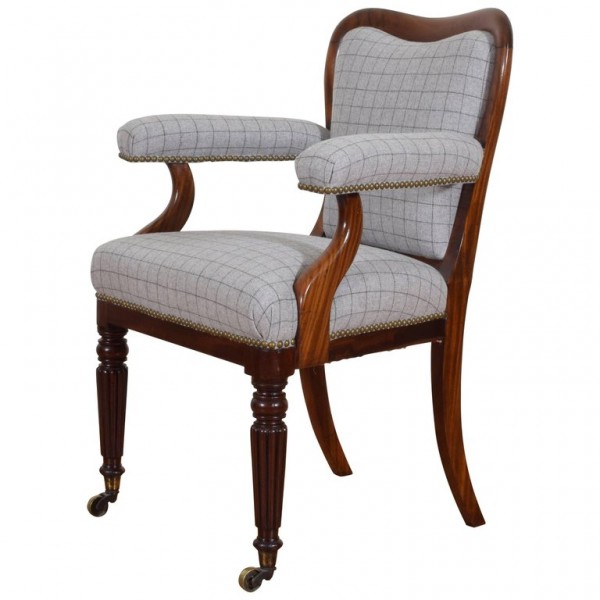 Mahogany and Upholstered Armchair