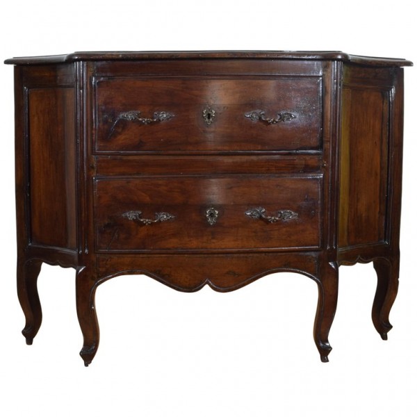 Walnut Shallow 2-Drawer Commode