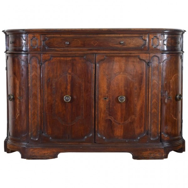 3-Drawer, 4-Door Walnut and Inlaid Credenza