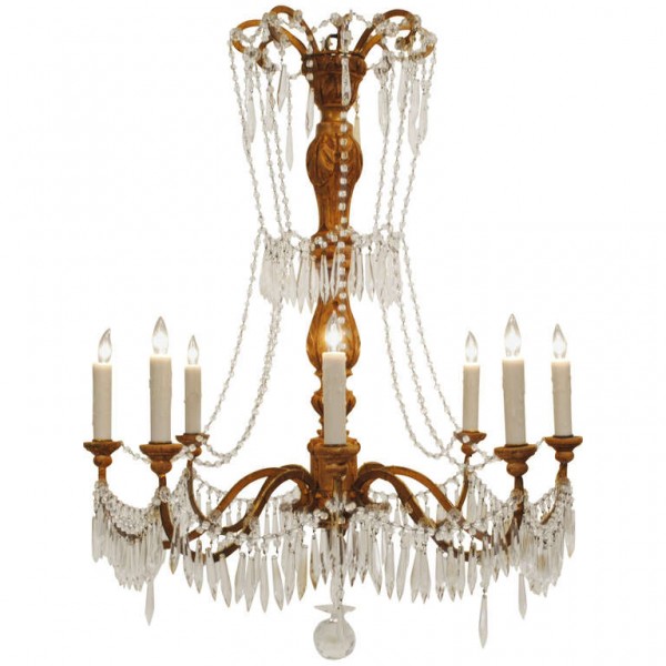 Giltwood 8-Light Chandelier