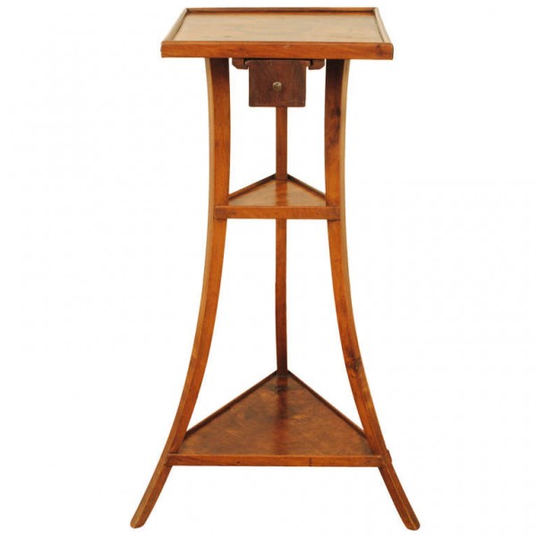 Walnut 1-Drawer Tripod Table