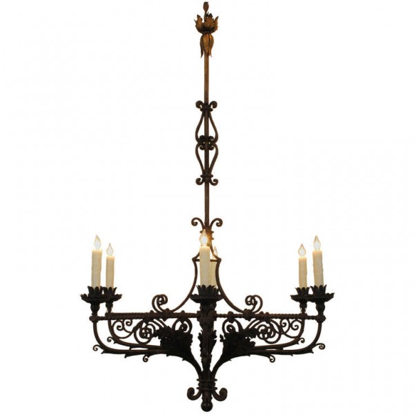 Wrought Iron 6-Light Chandelier