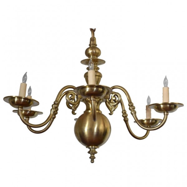 Brass 6-Light Chandelier