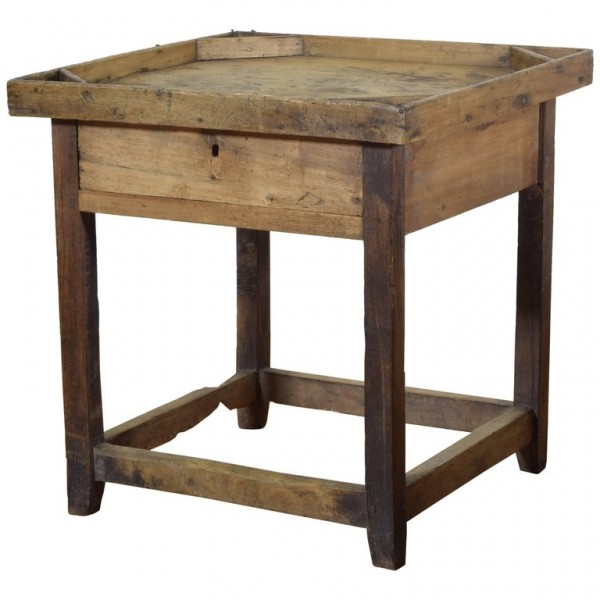 Walnut and Oak 1-Drawer Cobbler's Table