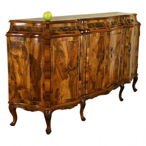 Walnut and Olivewood Veneered Credenza
