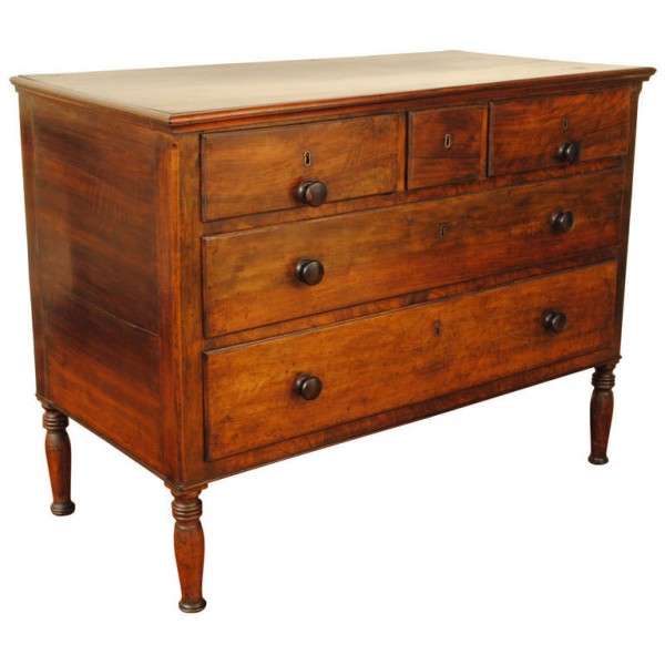Walnut 5-Drawer Commode
