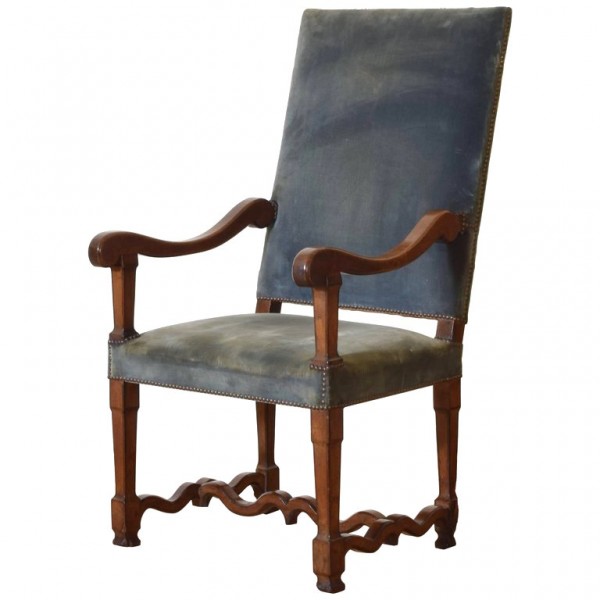 Carved Walnut Fauteuil