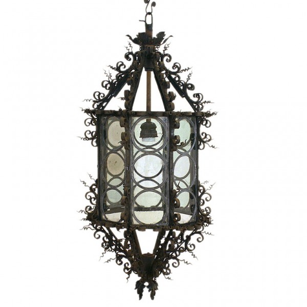 Large Wrought Iron Hanging Lantern