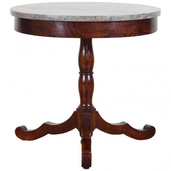 Mahogany and Marble-Top Center Table