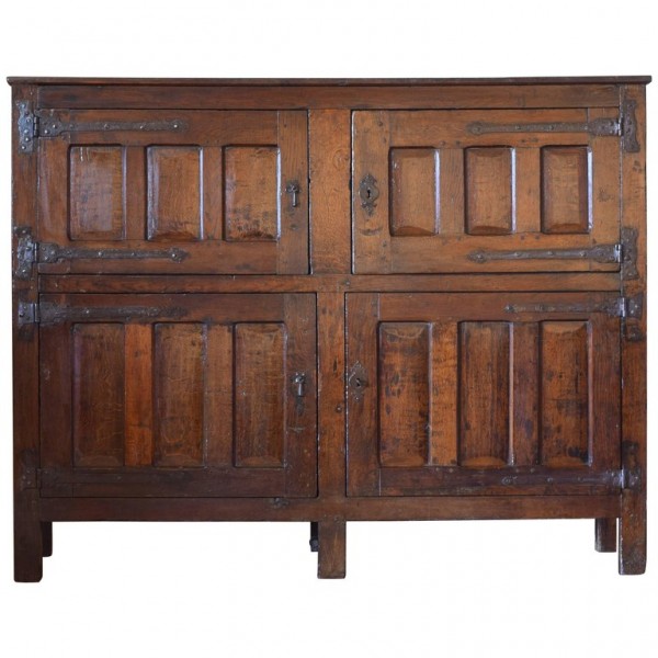 Oak Iron Mounted 4-Door Cabinet