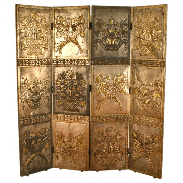Pressed and Silvered Brass Folding Floorscreen