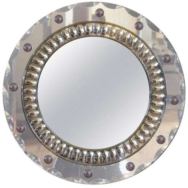 Reverse Etched Glass Round Mirror