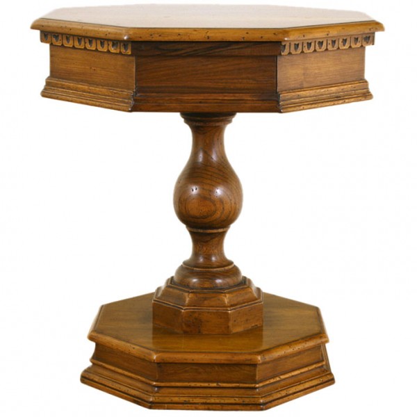 Light Walnut Octagonal 1-Drawer Table