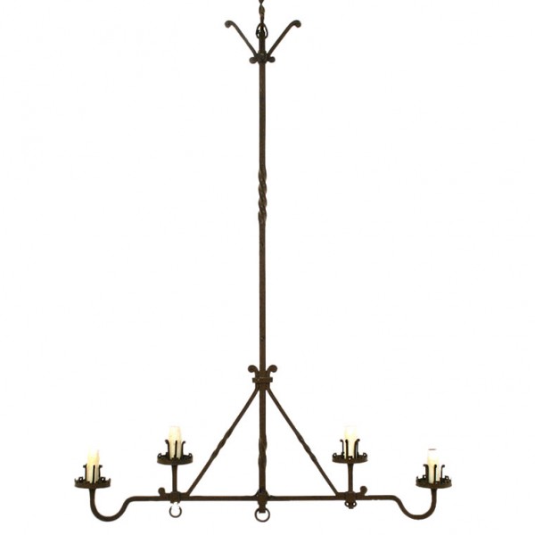 Wrought Iron Horizontal 4-Light Hanging Fixture