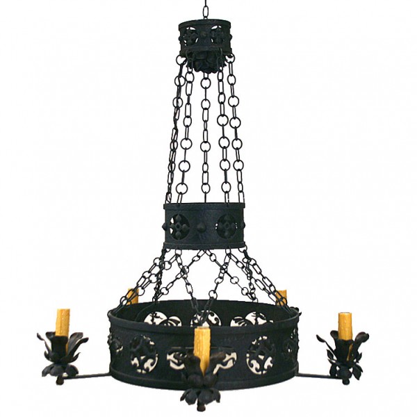 Wrought Iron 5-Arm Chandelier