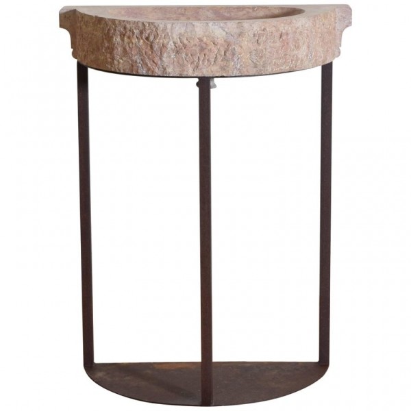 French Marble Basin on Later Iron Stand