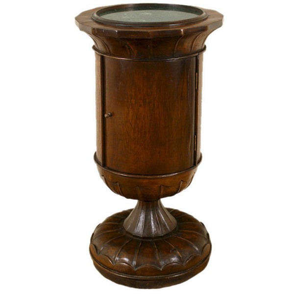 Walnut and Marble Top 1-Door Commode