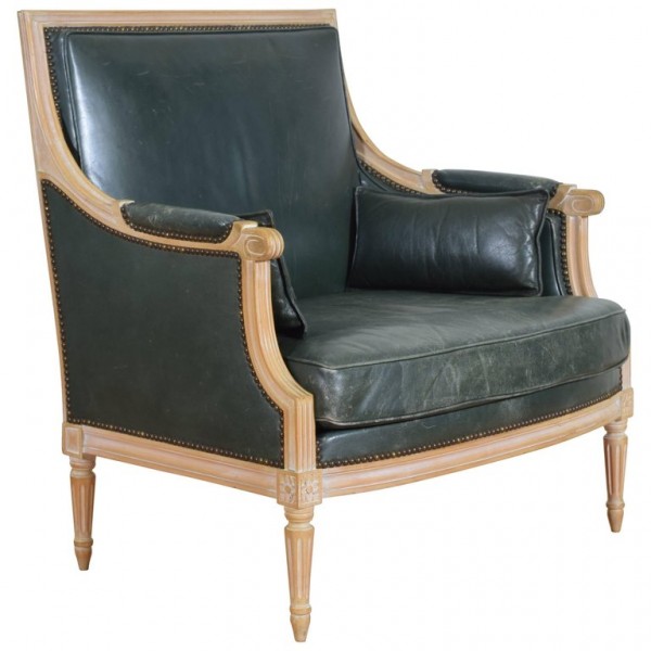 Oversized Leather Upholstered Bergere