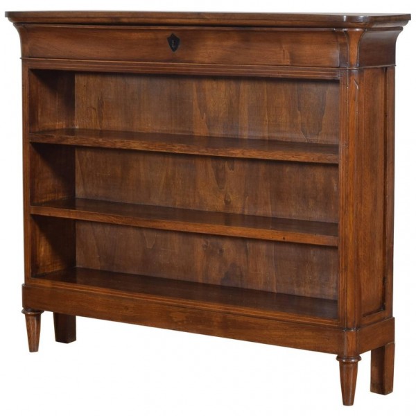 Walnut 1-Drawer Shallow Bookcase