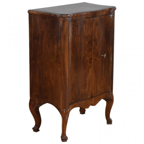 Shaped Walnut Cabinet with Marble Top