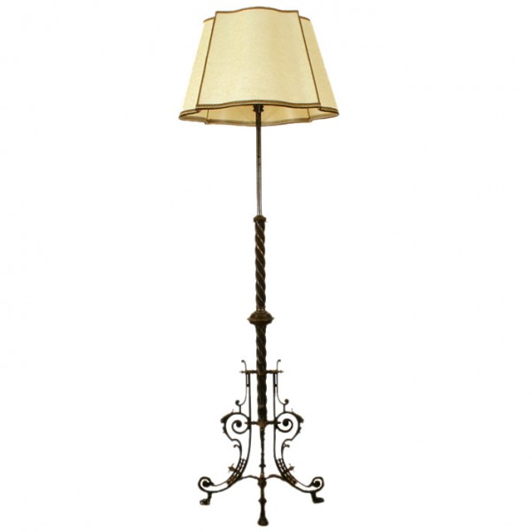 Patinated Brass Floorlamp and Shade