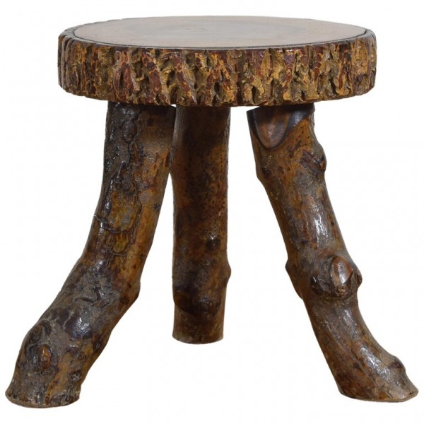Rustic Side Table, Top Cross Section of Timber