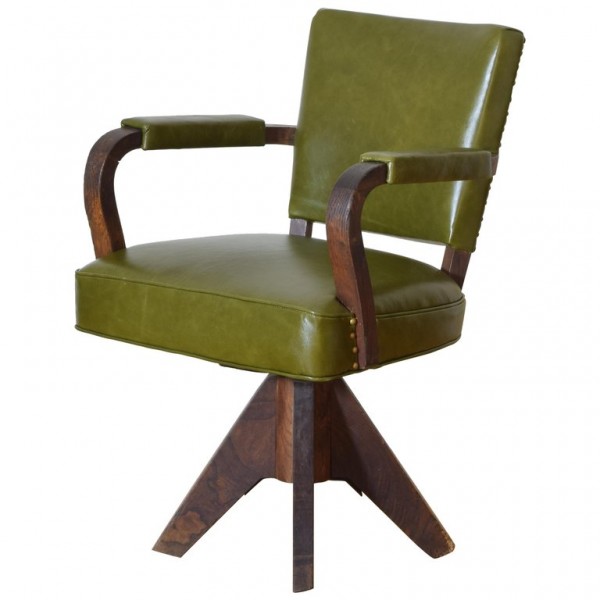 Leather Upholstered Swivel Desk Chair