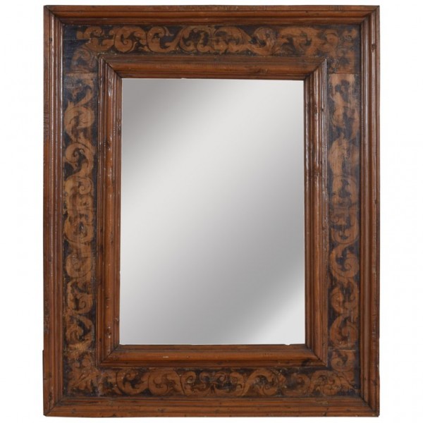 Walnut and Stenciled Mirror