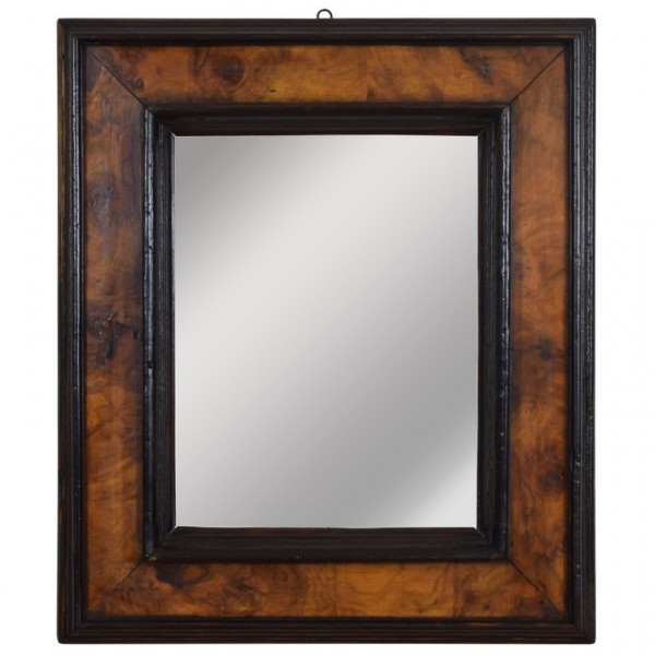 Ebonized and Olivewood Veneer Mirror