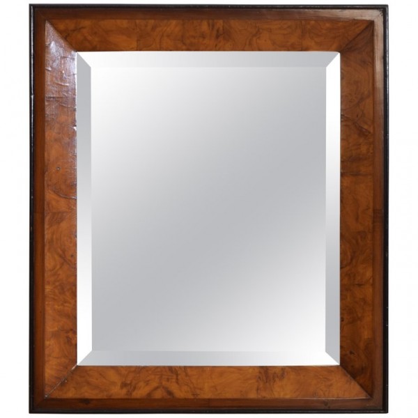 Walnut and Ebonized Wall Mirror