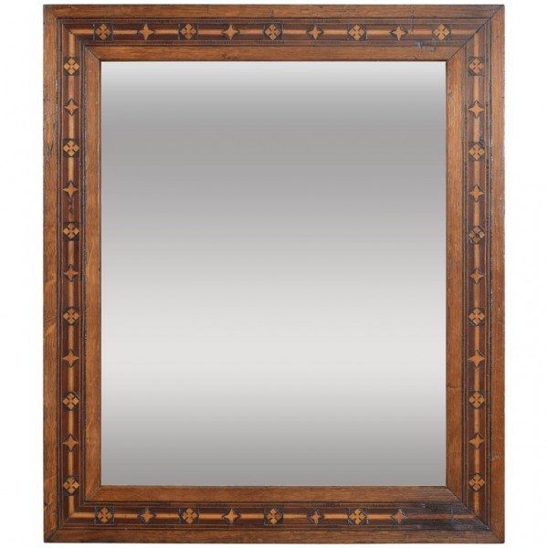 Walnut and Marquetry Inlaid Mirror