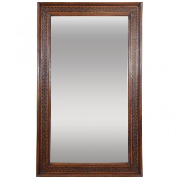 Large Walnut and Fruitwood Marquetry Mirror
