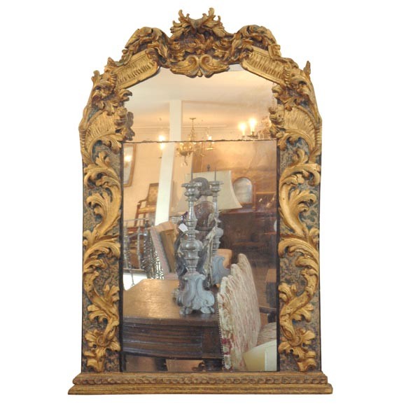 Carved, Painted, and Giltwood Mirror