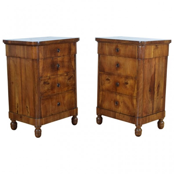 Pair of Walnut Veneer Commodes