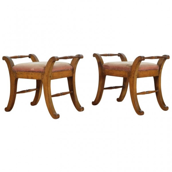 Pair of Light Walnut Benches