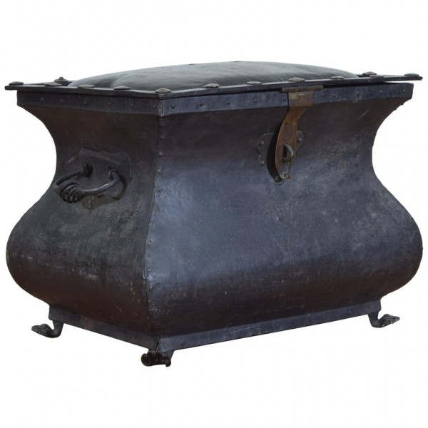 Tole, Wrought Iron, and Brass Mounted Coal Scuttle