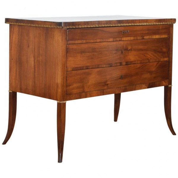 Walnut and Giltwood 3-Drawer Commode