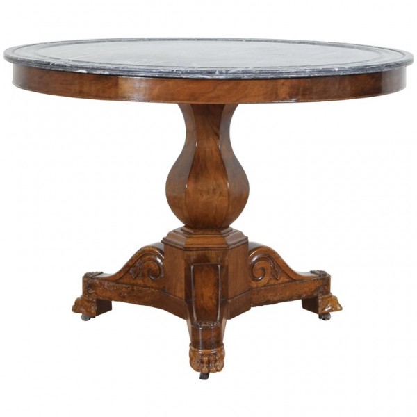 Walnut and Marble-Top Gueridon