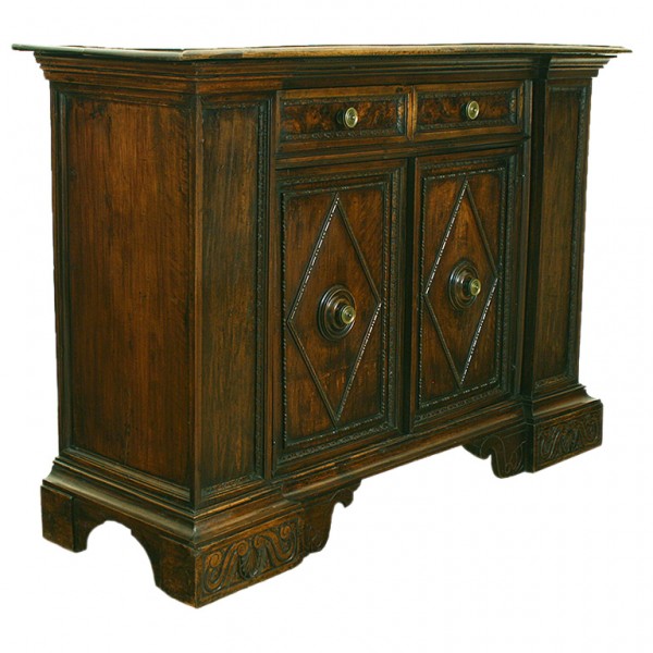 Walnut Credenza with Bronze Pulls