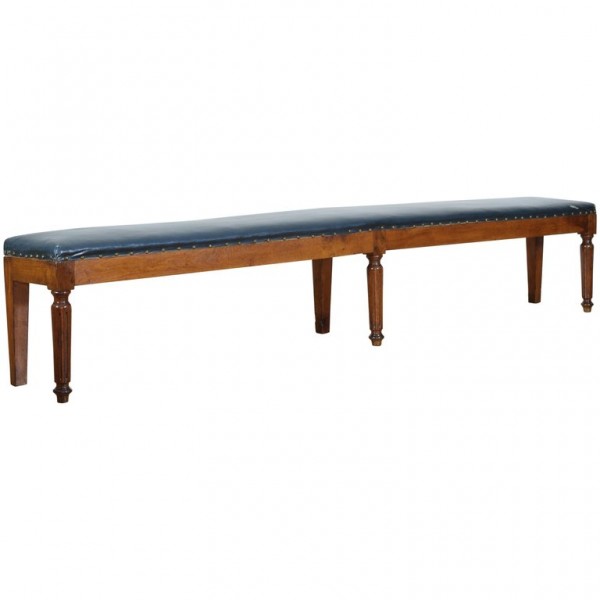 Oak and Upholstered Long Bench