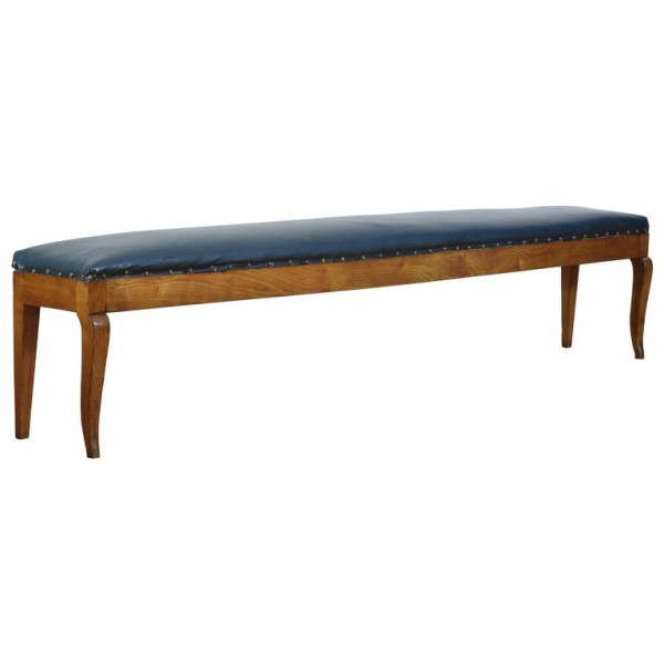 Light Oak and Upholstered Bench