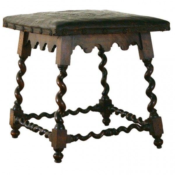 Walnut & Leather Upholstered Bench