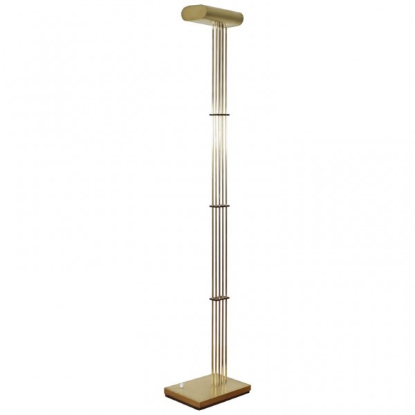 Brushed Brass and Wooden Floor Lamp