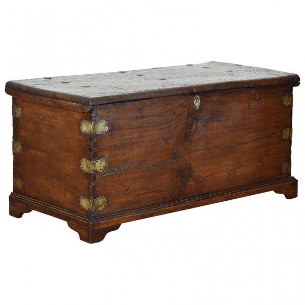 Walnut and Brass Mounted Trunk