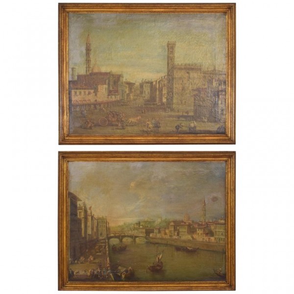 Pair of Oils on Canvas, Views of Firenze