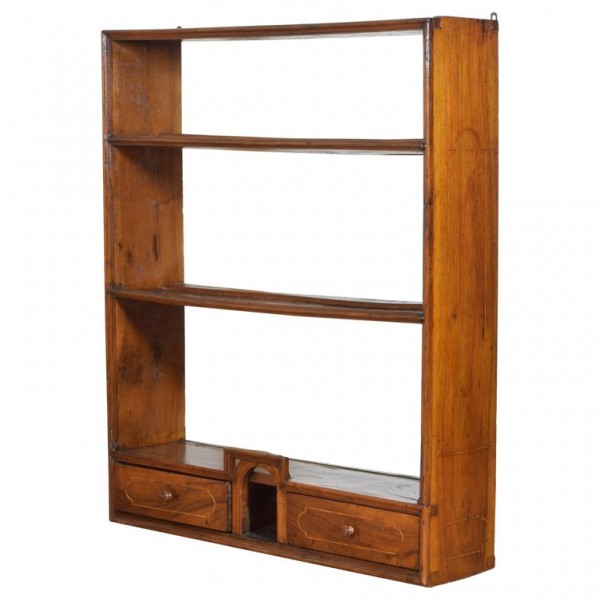 Walnut and Band Inlaid Wall Shelf