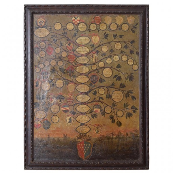 Framed Oil on Canvas, Albero Genealogico