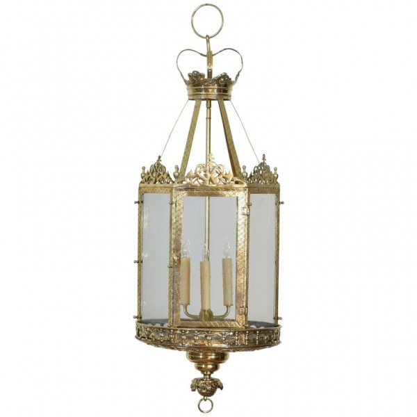 Hexagonal Brass Hanging Lantern