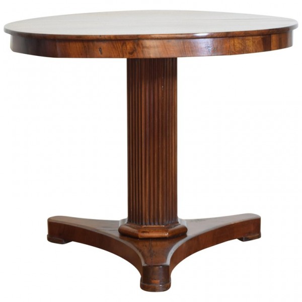 Walnut Centre Table with Fluted Standard